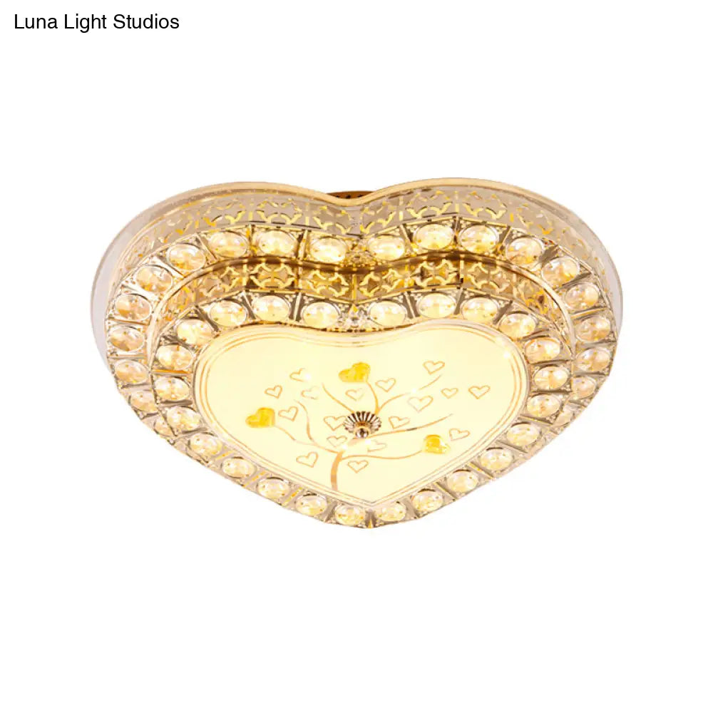 DecorBites™ DecorBites™ Gold LED Bedroom Ceiling Lamp with Modern Design & Clear Crystal Heart Shade