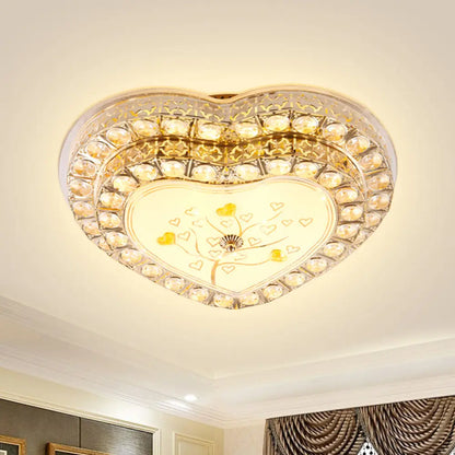 DecorBites™ DecorBites™ Gold LED Bedroom Ceiling Lamp with Modern Design & Clear Crystal Heart Shade