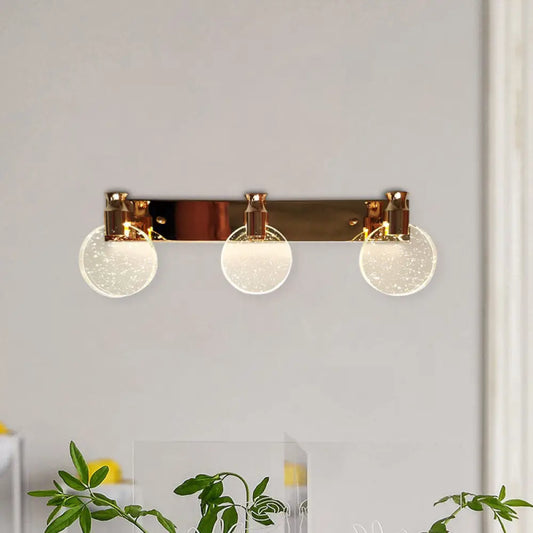 DecorBites™ Gold LED Beveled Crystal Circle Wall Vanity Light for Minimalist Bathroom Makeup Lighting