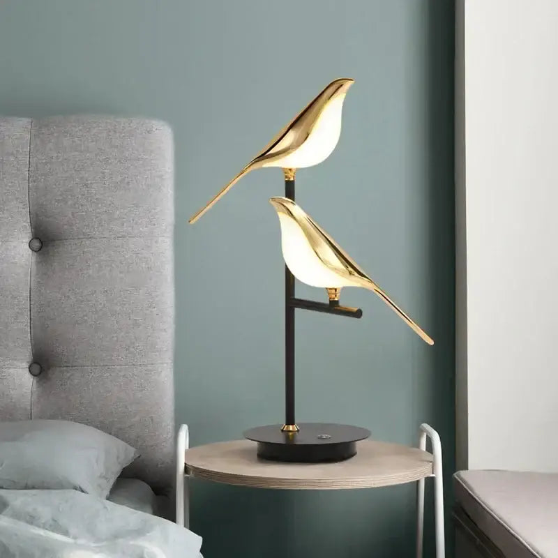 Gold led bird desk lamp with sleek modern design glowing white light ideal for bedroom and living room decorbites led bird