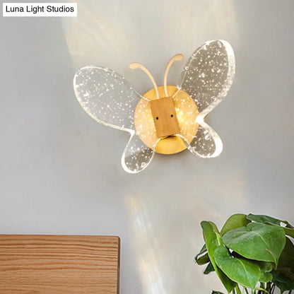 DecorBites™ Gold LED Butterfly Bubble Crystal Sconce for Modern Bedroom Lighting