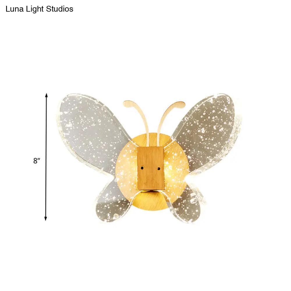 DecorBites™ Gold LED Butterfly Bubble Crystal Sconce for Modern Bedroom Lighting