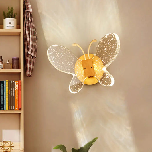 DecorBites™ Gold LED Butterfly Bubble Crystal Sconce for Modern Bedroom Lighting