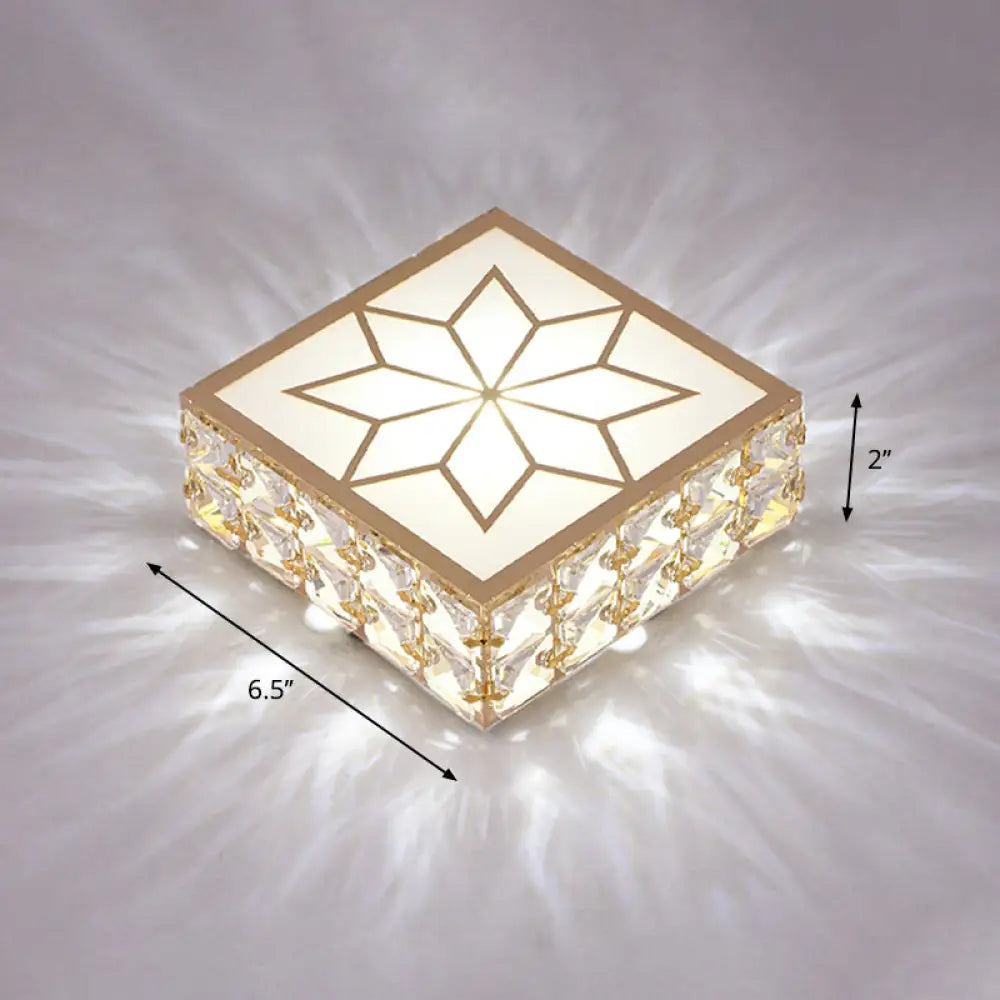 DecorBites™ DecorBites™ Gold LED Crystal Flush Mount Ceiling Light for Foyer - Sleek Simplicity