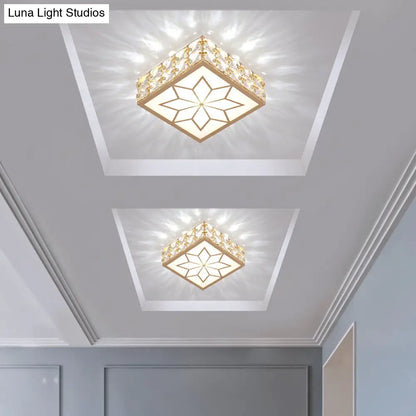 DecorBites™ DecorBites™ Gold LED Crystal Flush Mount Ceiling Light for Foyer - Sleek Simplicity