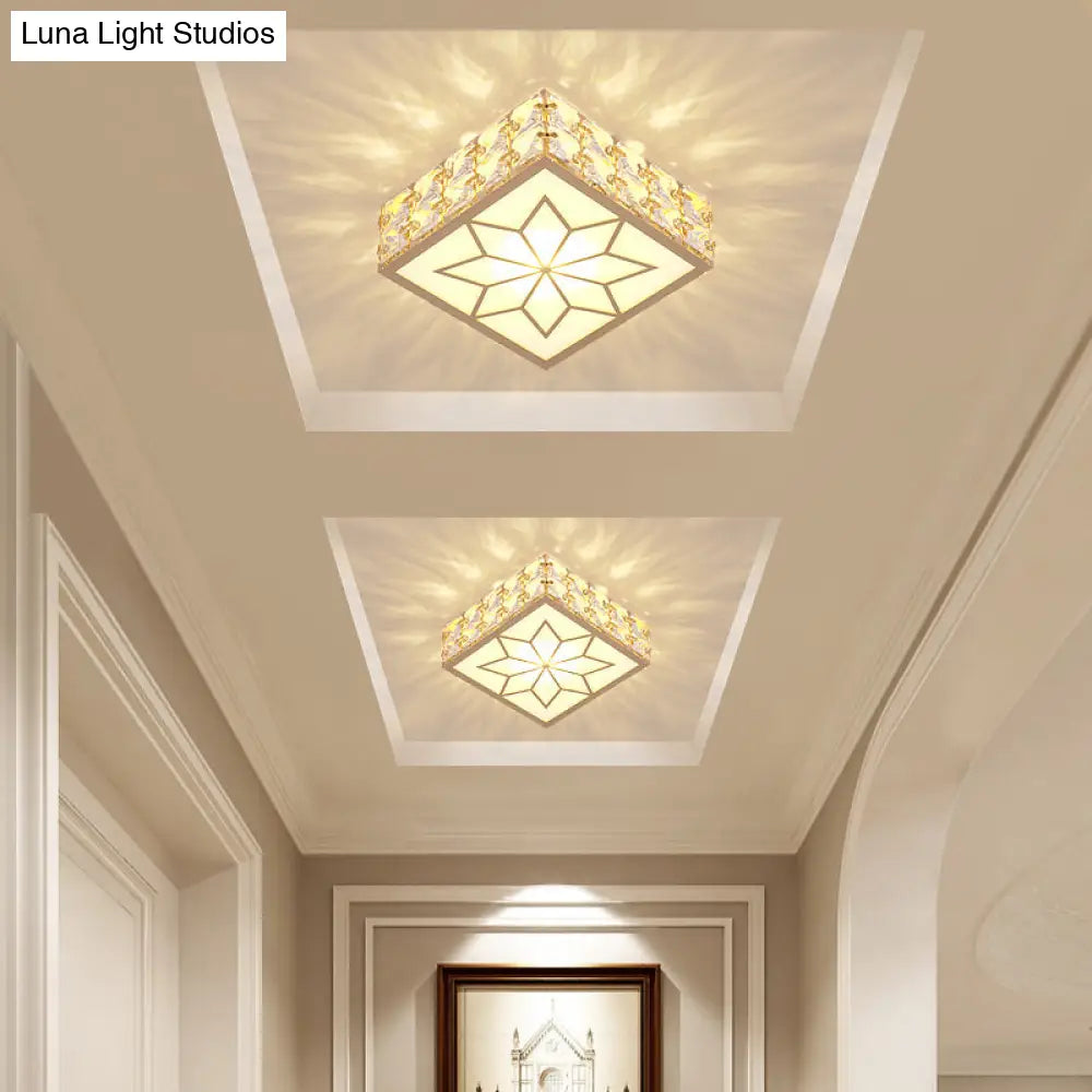 DecorBites™ DecorBites™ Gold LED Crystal Flush Mount Ceiling Light for Foyer - Sleek Simplicity