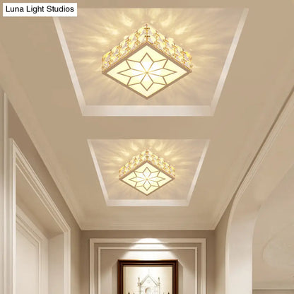 DecorBites™ DecorBites™ Gold LED Crystal Flush Mount Ceiling Light for Foyer - Sleek Simplicity