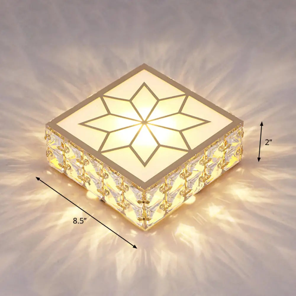 DecorBites™ DecorBites™ Gold LED Crystal Flush Mount Ceiling Light for Foyer - Sleek Simplicity