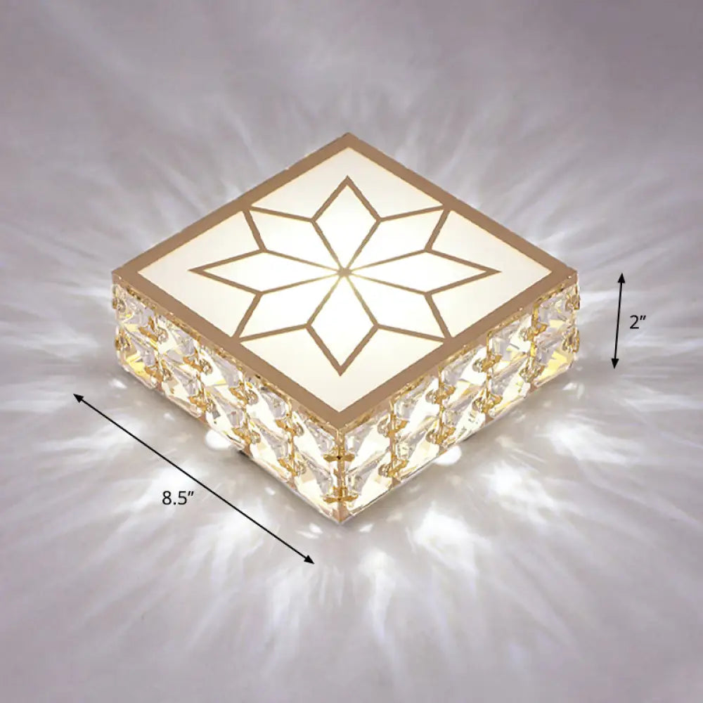 DecorBites™ DecorBites™ Gold LED Crystal Flush Mount Ceiling Light for Foyer - Sleek Simplicity