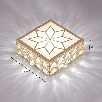 DecorBites™ DecorBites™ Gold LED Crystal Flush Mount Ceiling Light for Foyer - Sleek Simplicity