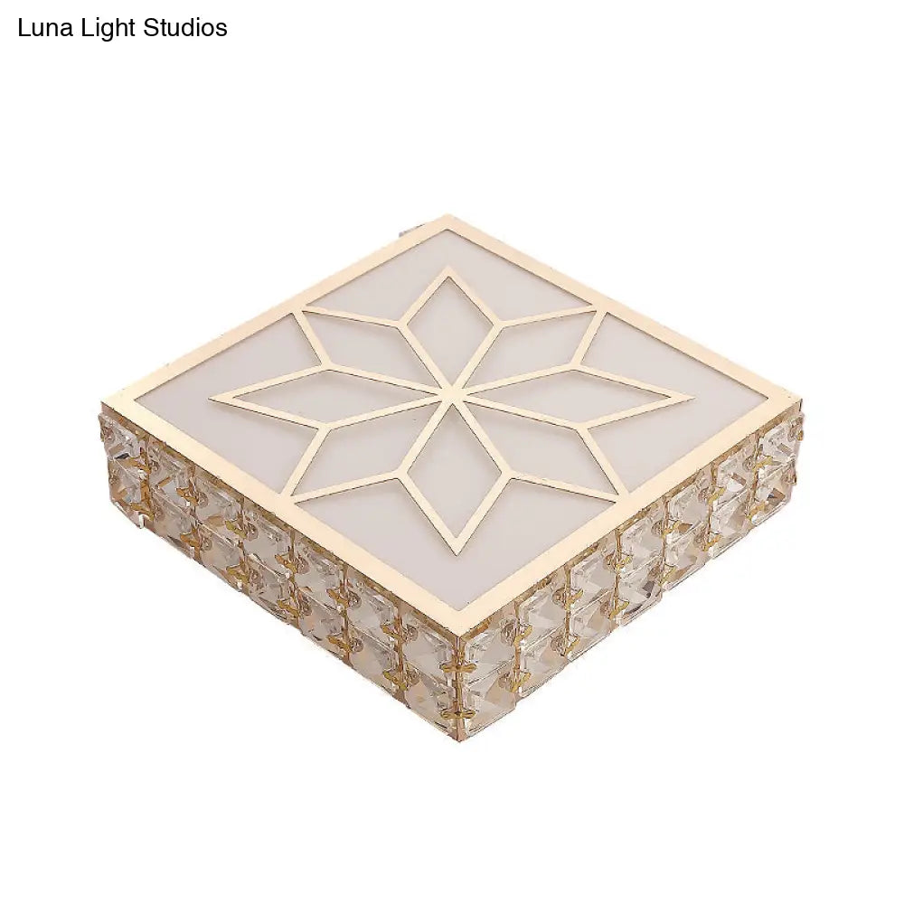 DecorBites™ DecorBites™ Gold LED Crystal Flush Mount Ceiling Light for Foyer - Sleek Simplicity