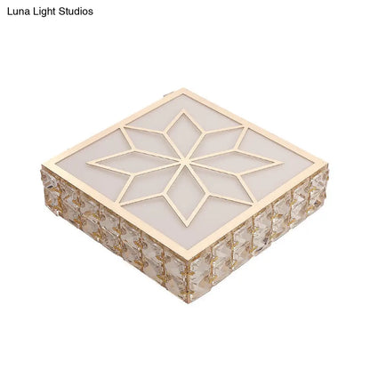 DecorBites™ DecorBites™ Gold LED Crystal Flush Mount Ceiling Light for Foyer - Sleek Simplicity