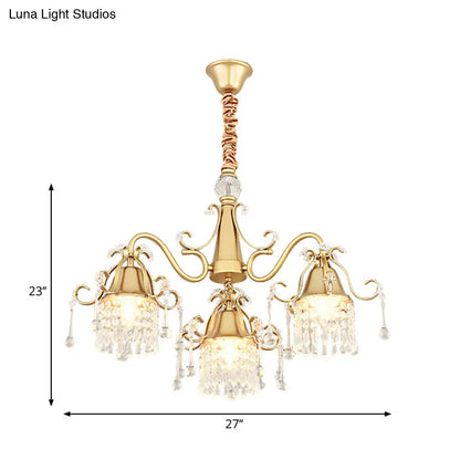 Lámpara colgante de cristal LED dorado - Diseño de ramas de mediados de siglo para sala de estar