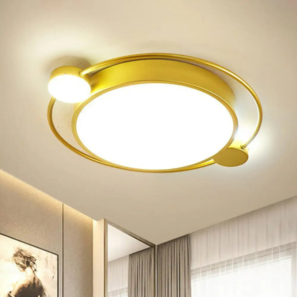 DecorBites™ DecorBites™ Gold LED Flush Mount Ceiling Light with Modern Round Shade