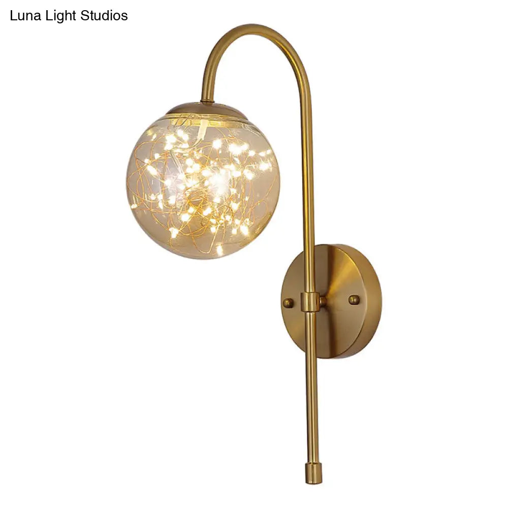 DecorBites™ Gold LED Glass Wall Sconce with Gooseneck Arm - Minimalist Lighting for Walls