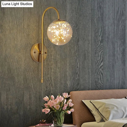 DecorBites™ Gold LED Glass Wall Sconce with Gooseneck Arm - Minimalist Lighting for Walls