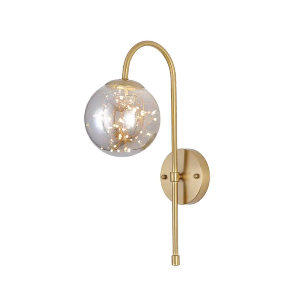DecorBites™ Gold LED Glass Wall Sconce with Gooseneck Arm - Minimalist Lighting for Walls