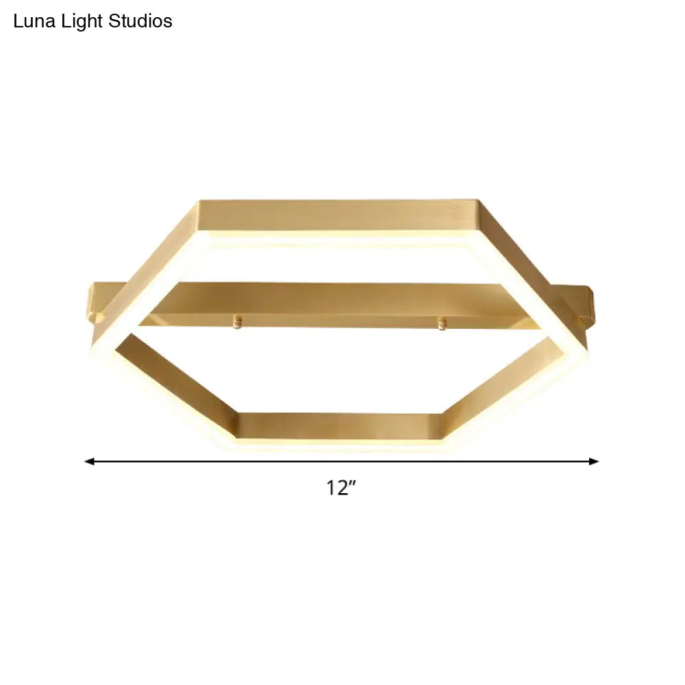 DecorBites™ DecorBites™ Gold LED Hexagon Flush Mount Light for Bedroom Ceiling