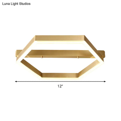 DecorBites™ DecorBites™ Gold LED Hexagon Flush Mount Light for Bedroom Ceiling