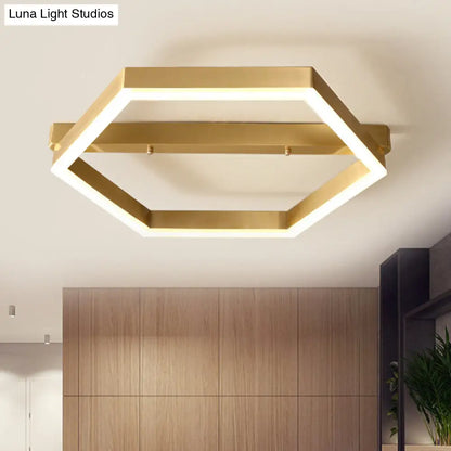 DecorBites™ DecorBites™ Gold LED Hexagon Flush Mount Light for Bedroom Ceiling