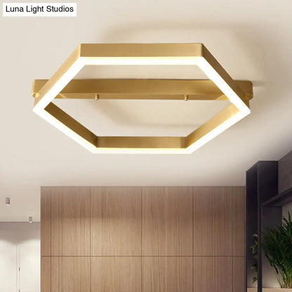 DecorBites™ DecorBites™ Gold LED Hexagon Flush Mount Light for Bedroom Ceiling