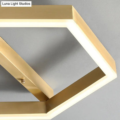 DecorBites™ DecorBites™ Gold LED Hexagon Flush Mount Light for Bedroom Ceiling
