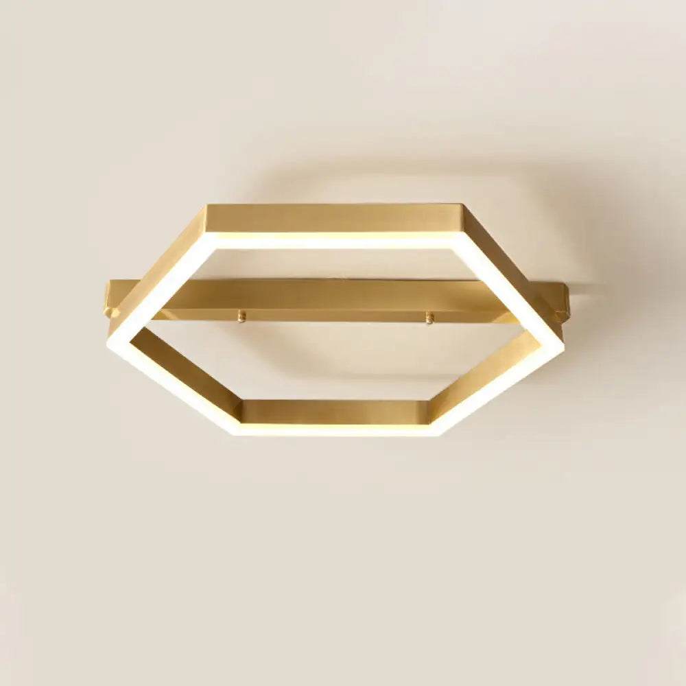 DecorBites™ DecorBites™ Gold LED Hexagon Flush Mount Light for Bedroom Ceiling