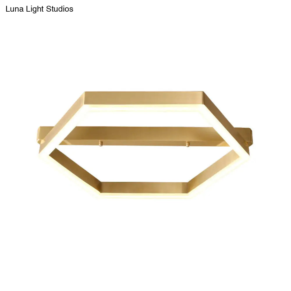 DecorBites™ DecorBites™ Gold LED Hexagon Flush Mount Light for Bedroom Ceiling