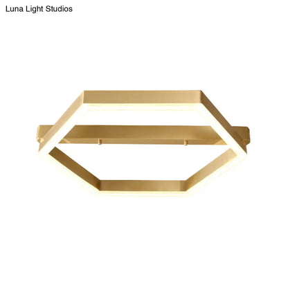 DecorBites™ DecorBites™ Gold LED Hexagon Flush Mount Light for Bedroom Ceiling