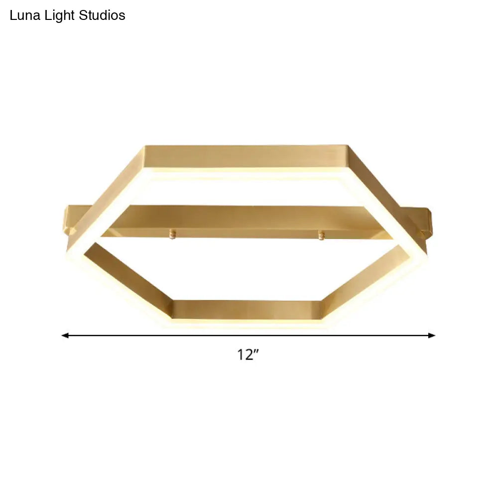 DecorBites™ DecorBites™ Gold LED Hexagon Flush Mount Light for Bedroom Ceiling