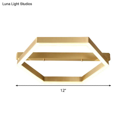 DecorBites™ DecorBites™ Gold LED Hexagon Flush Mount Light for Bedroom Ceiling