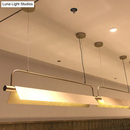 DecorBites™ Gold LED Island Light Fixture - Metallic Colonial Rectangle Design for Restaurants