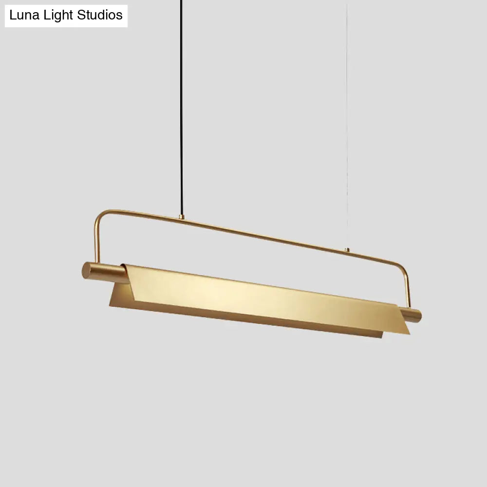 DecorBites™ Gold LED Island Light Fixture - Metallic Colonial Rectangle Design for Restaurants