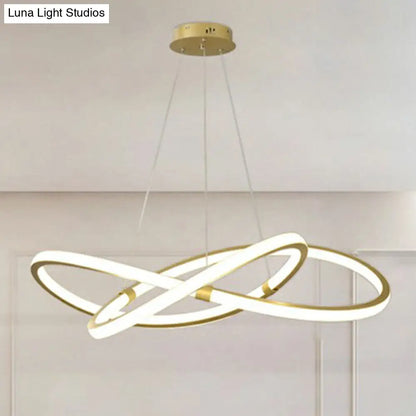 Gold LED Nordic Chandelier for Bedroom - Twined Aluminum Pendant Light