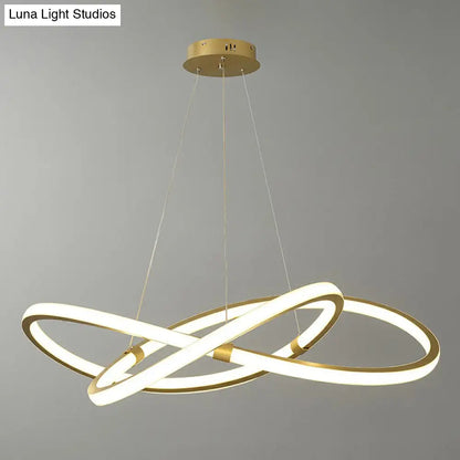 Gold LED Nordic Chandelier for Bedroom - Twined Aluminum Pendant Light