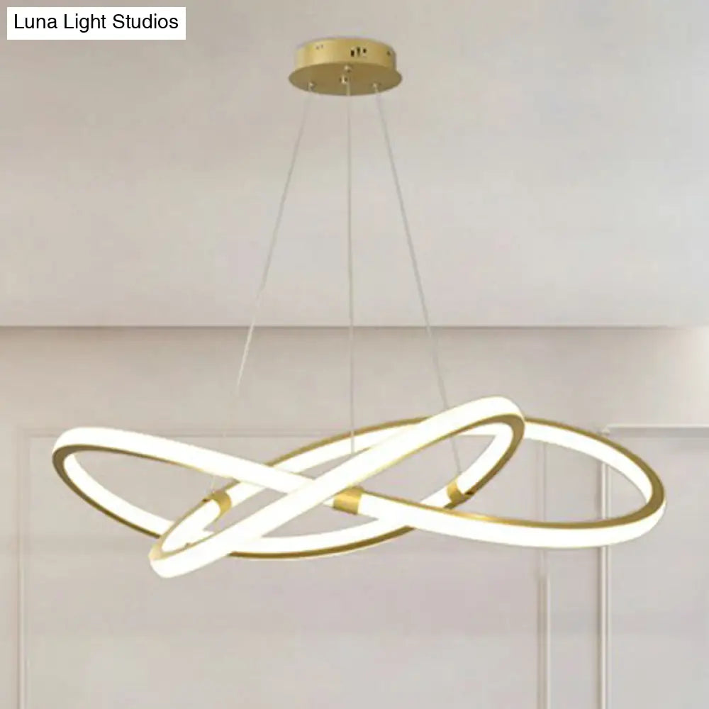 Gold LED Nordic Chandelier for Bedroom - Twined Aluminum Pendant Light