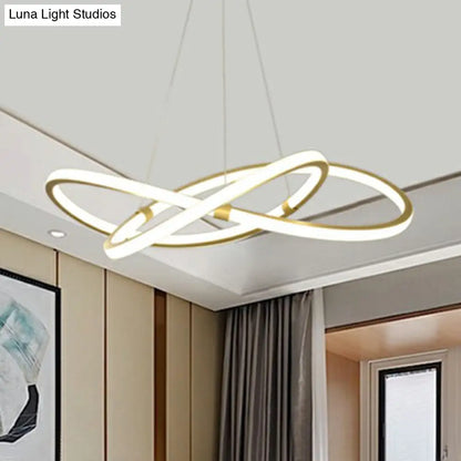 Gold LED Nordic Chandelier for Bedroom - Twined Aluminum Pendant Light