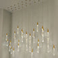 Gold LED Pendant Light: Clear Crystal Glass Waterdrop Suspension Lamp for Dining Room Décor