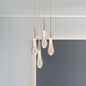 Gold LED Pendant Light: Clear Crystal Glass Waterdrop Suspension Lamp for Dining Room Décor