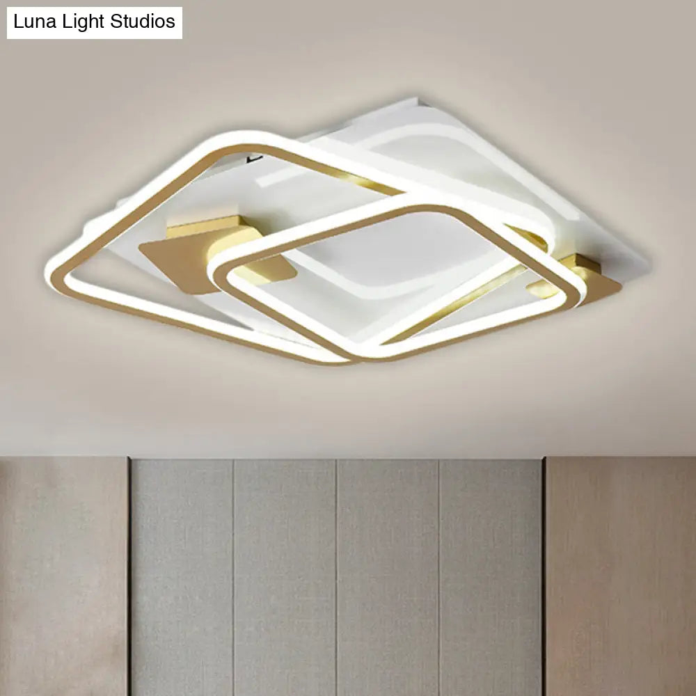 DecorBites™ DecorBites™ Gold LED Square Bedroom Ceiling Light - Semi Flush Mount with Metal Simplicity