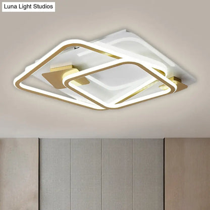 DecorBites™ DecorBites™ Gold LED Square Bedroom Ceiling Light - Semi Flush Mount with Metal Simplicity