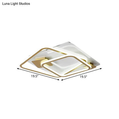 DecorBites™ DecorBites™ Gold LED Square Bedroom Ceiling Light - Semi Flush Mount with Metal Simplicity