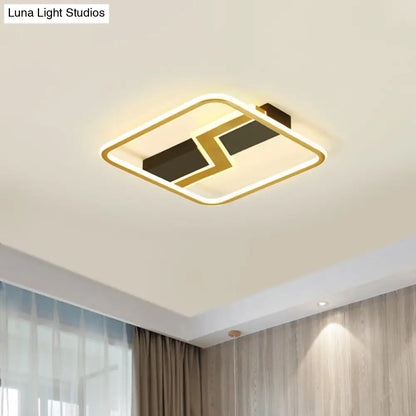 DecorBites™ DecorBites™ Gold LED Square Flush Mount Ceiling Lamp with Lightning Design - 16.5"/20.5" Simple & Stylish for Bedrooms