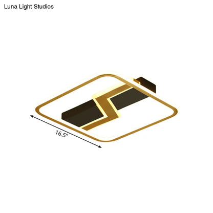 DecorBites™ DecorBites™ Gold LED Square Flush Mount Ceiling Lamp with Lightning Design - 16.5"/20.5" Simple & Stylish for Bedrooms
