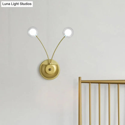 DecorBites™ Gold LED Wall Mounted Bedroom Wall Light with Clear Glass Shade - Set of 2 Bulbs