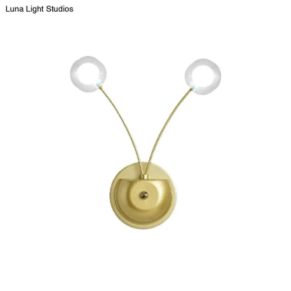 DecorBites™ Gold LED Wall Mounted Bedroom Wall Light with Clear Glass Shade - Set of 2 Bulbs