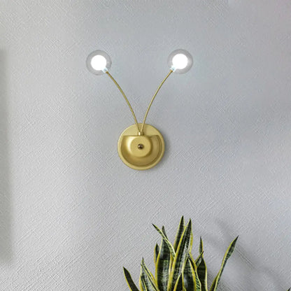 DecorBites™ Gold LED Wall Mounted Bedroom Wall Light with Clear Glass Shade - Set of 2 Bulbs