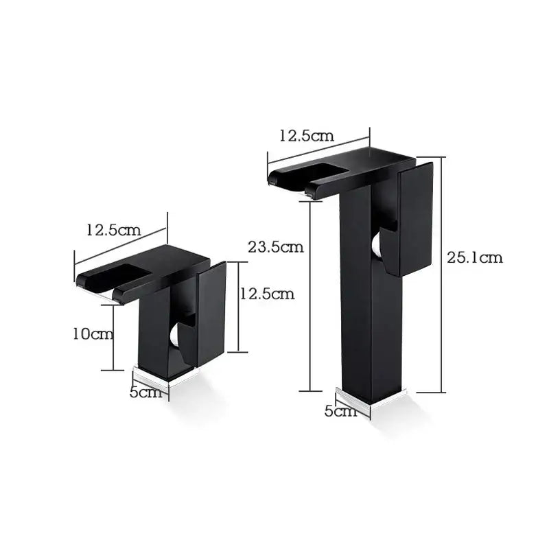Black matte finish basin faucet with sleek modern design and integrated bracket for decorbites led waterfall basin use