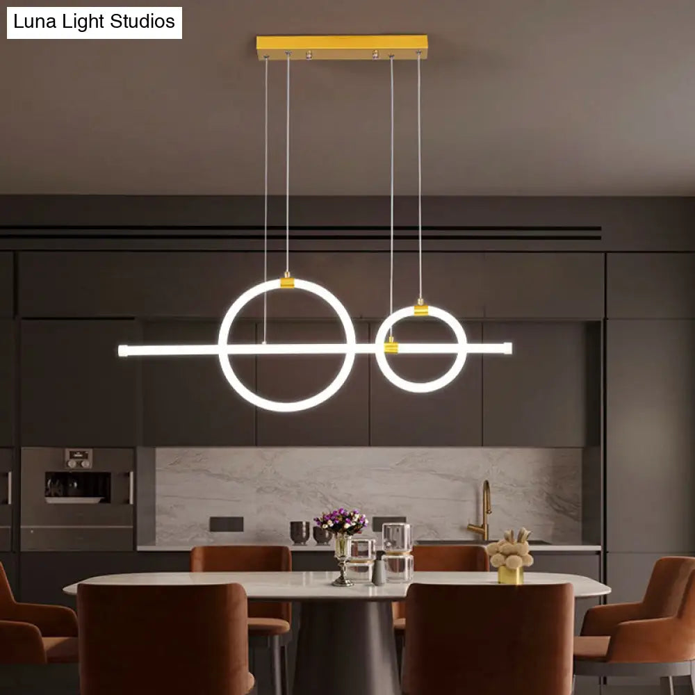 DecorBites™ Gold Linear and Ring LED Island Chandelier for Dining Room with Simplicity Acrylic Design