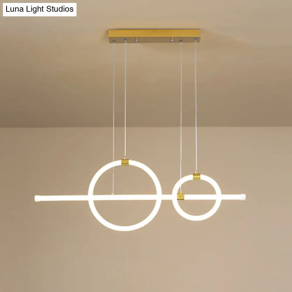DecorBites™ Gold Linear and Ring LED Island Chandelier for Dining Room with Simplicity Acrylic Design